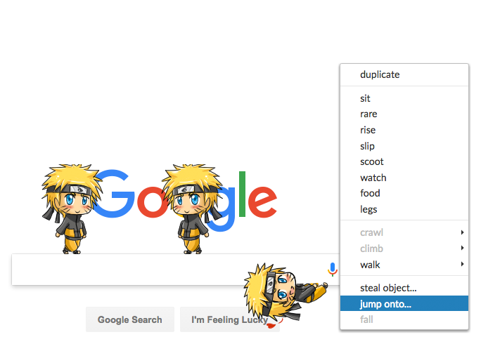 Preview of the Shimeji Browser Extension